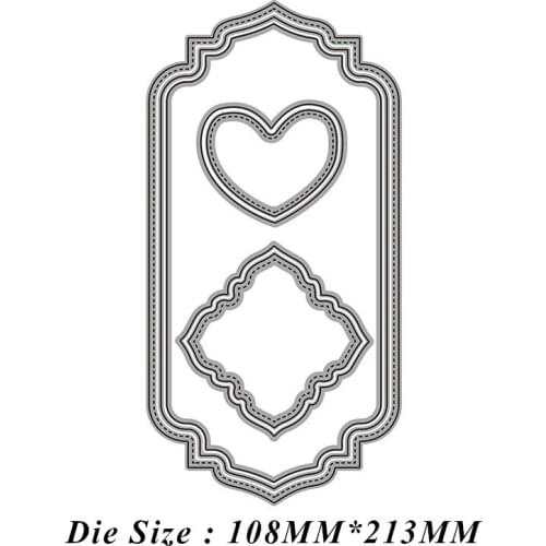 Long Border Rectangular Heart Metal Cutting Dies Scrapbook Paper Craft Knife Mould Stencils 2021 New Making Die Cuts