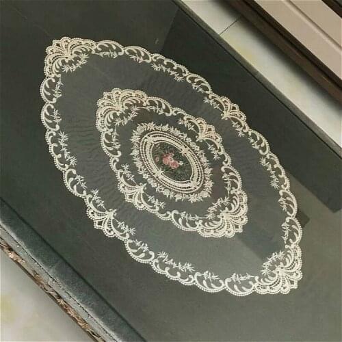 European Lace Embroidery Oval Tablecloth Living Room Study Bedroom Coffee Table Cover Cloth Hotel Villa Banquet Party Decoration