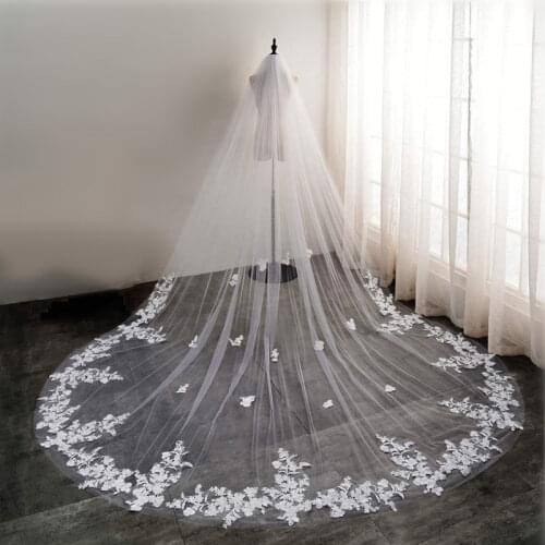 Long Bridal Wedding Veil Two Layer Cathedral Veils with Comb Wedding Hair Accessory