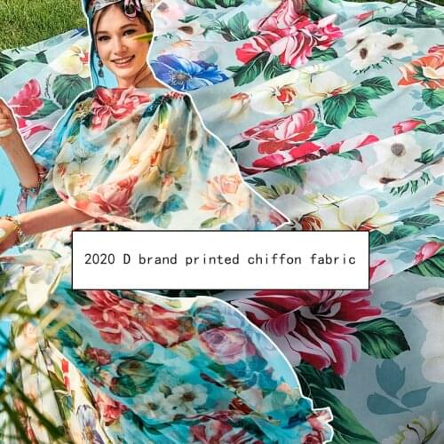 Custom brand polyester peony fabric 145 cm width digital printing shirt dress handmade diy fabric Ultra low wholesale price
