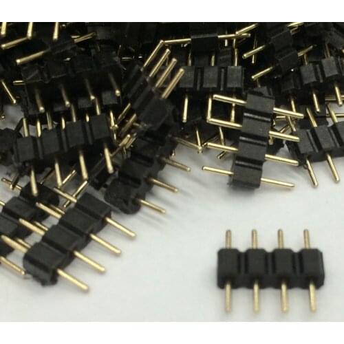 100pcs/lot 4 PGin RGB Connector,pin needle male type double 4pin For LED SMD RGB 5050 3528 Strip DIY