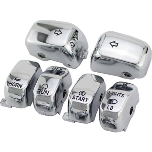 Motorcycle Chrome Hand Control Switch Housing Caps Switch Cap Kit Fit For Harley Softail Sportster Dyna Models