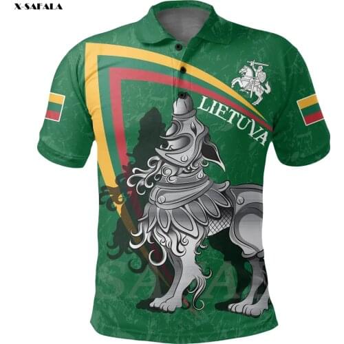 LITHUANIAN IRON WOLF 3D Printed Men Women Polo Shirt Collar Short Sleeve Street Wear Casual Tee Tops Anti-shrink High Quality
