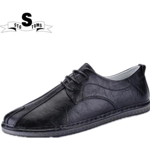 Mens British Style Shoes Youth Wild Quality Split Leather Spring with Soft Bottom Lightweight Breathable Walking Shoes tm0045