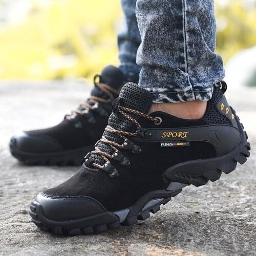 2021 Genuine Leather Hiking Shoes Men Outdoor Trekking Sneakers Autumn Winter Mountain Boots Outdoor Man Climbing Shoes