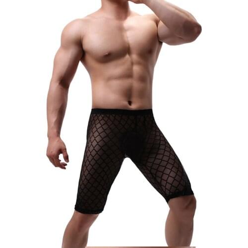 Mens Soft Mesh sexy Tight Shorts Erotic Lingerie Fetish Hombre pants Clubwear Stage Costume