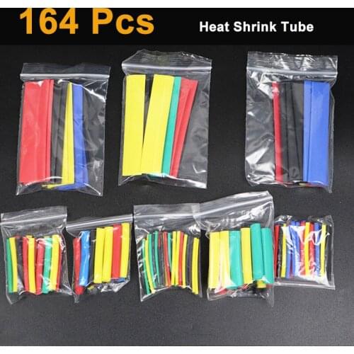 127/164 Pcs Heat Shrink Sleeving Tube Assortment Kit Electrical Connection Electrical Wire Wrap Cable Waterproof Shrinkage 2:1