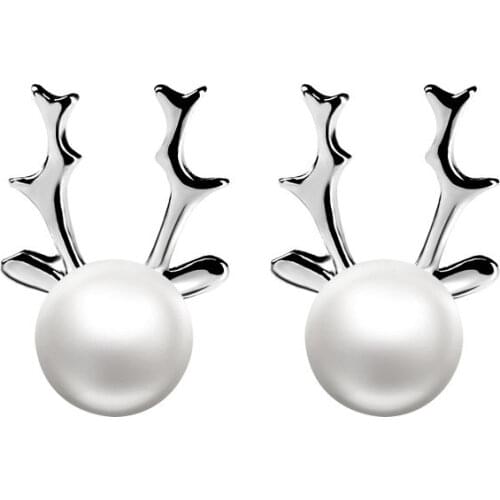 2021 New Trendy Halo Simulated Pearl Antlers Earings for Women Party Gift Jewelry Wholesale Christmas E6610