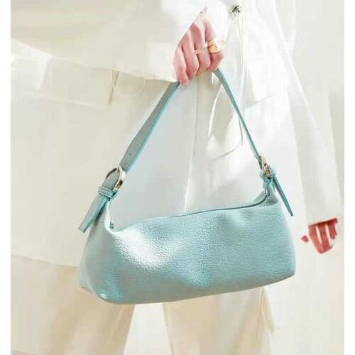 2020 season new underarm bag female temperament soft lychee pattern rectangular strip one-shoulder portable baguette bag