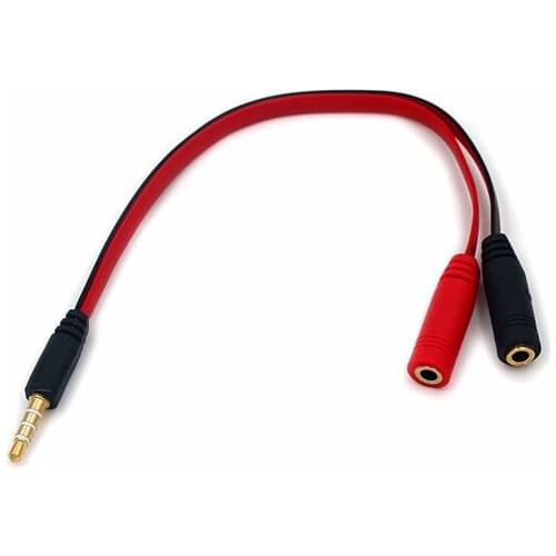 Wholesale 100pcs/lot Headset Converter Cable Smart Phone PC Headphone Audio Adapter 1 to 2 + Mic Earphone for Xbox One PS4