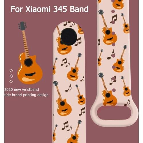 Guitar Strap For Xiaomi Mi Band 6 5 4 3 Replacement Silicone TPU Musical instrument Strap For Xiaomi Miband 6 5 4 Cartoon Strap
