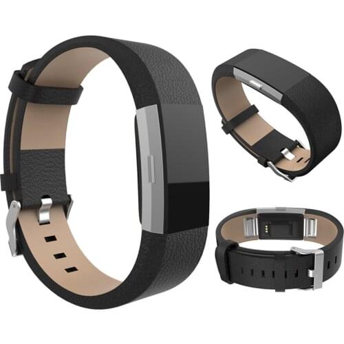 Genuine Leather Strap For Fitbit Charge 2 Band Sport Smart Bracelet Strap Replacement Watchband With Steel Buckle