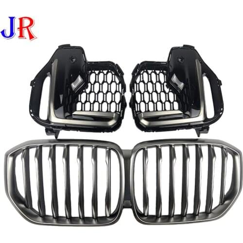 Racing grill fit for 2019 2020 2021 BMW X5 X6 G05 G06 to M50 Fog Lamp Frame Cerium Gray Medium Mesh