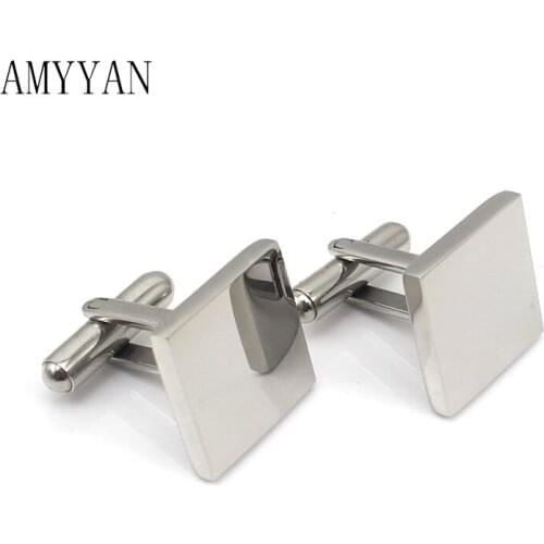 Luxury Shirt Cufflink for Men Brand Cuff Button de manchette Cufflink High Quality 316L Stainless Steel Square Blank Jewelry