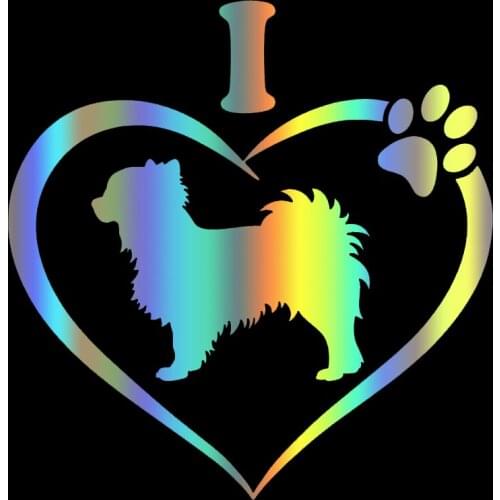 S51528 Various Sizes/Colors Car Stickers Vinyl Decal I Love My Chihuahua (Long Haired) Dog Animal Motorcycle Decorative