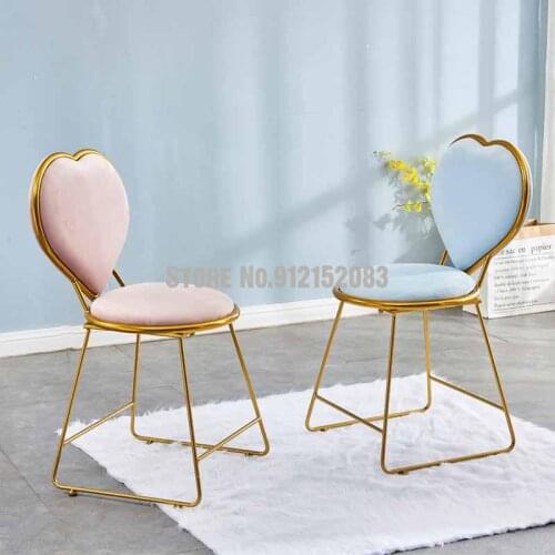 Nordic light luxury heart-shaped back chair modern minimalist makeup home net red dining chair ins bedroom girl dressing stool