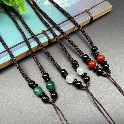 Hand-woven jade jewelry pendant lanyard men and women necklace cotton jade thread jade pendant large agate thick rope