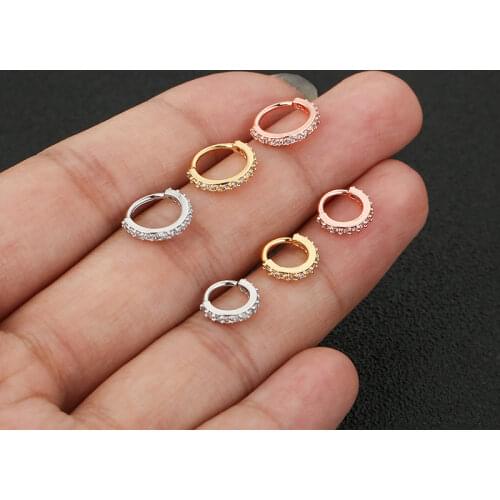 SIPENGJEL Fashion Mosaic Inlaid Zircon Ear Bone Hoop Earrings Round Cartilage Piercing Earrings For Women Party Jewlery 2021