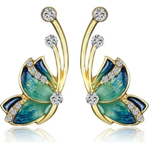 Retro Temperament Female Simple Shell Butterfly Pattern Earrings for Women Punk Oil Painted Wedding Earring Female Boho Jewelry