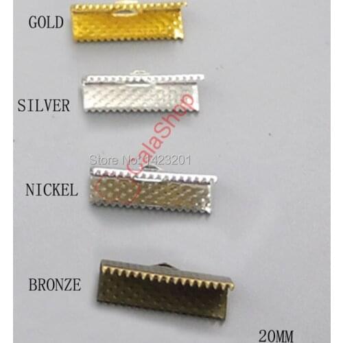 0.78" 20mm 200 pcs / Lot Ribbon Pock Clamps Ribbon Crimp Ends and Cord Clamps Ribbon Crimp Ends