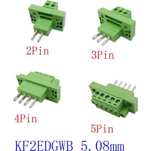 1/2/5 Pair KF2EDG 2P/3/4/5 Pin Straight Pluggable Bulkhead Screw Terminal Block PCB Connector 5.08mm Pitch 2-5 Pin Plugs Sockets