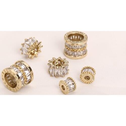 2pcs High Quality 14k Gold Copper Real Gold Plating Rhinestone Crystal Round Deads For DIY Jewelry Earrings Finding Accessories