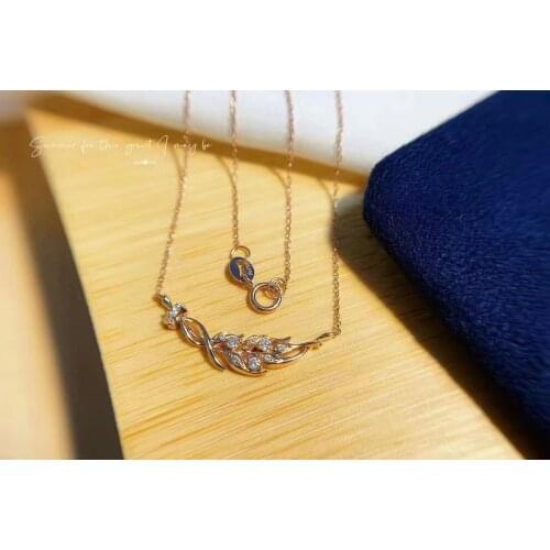 2021 Temperament New Zircon Leaf Necklace Wheat Ear Clavicle Chain Simple Fashion Womens Party 925 Silver Jewelry