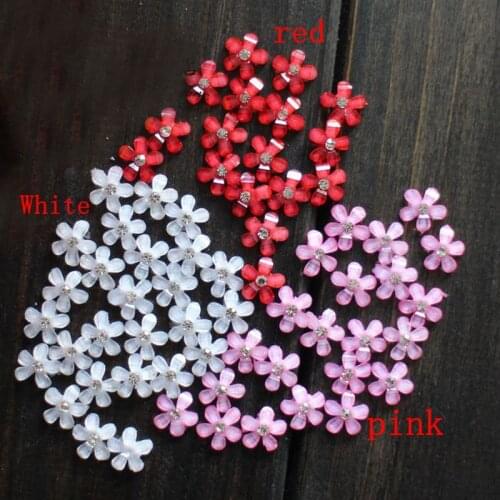 3 color optional 60pcs/lot Cabochon Flat Back Resin Flowers With Rhinestone For Diy Phone decoration /nail art / 9mm 009005041