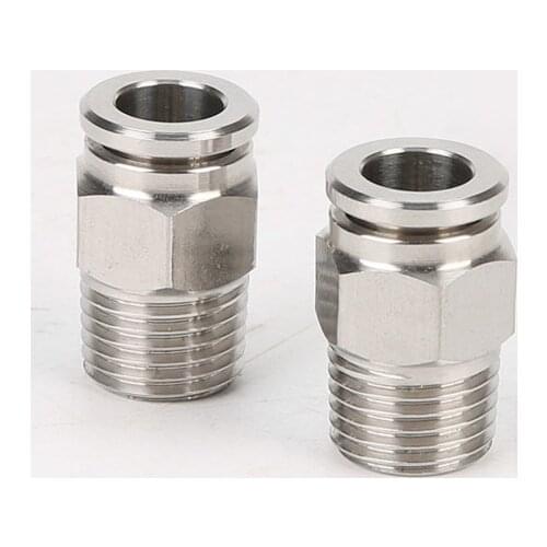 4mm 6mm 8mm 10mm 12mm 14mm 16mm To M5 M6 M8 M10 Thread 304 Stainless Steel One Touch Air Pneumatic Fitting Quick Connector