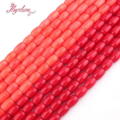7x10mm Smooth Column Orange Coral Beads Natural Stone Beads For DIY Necklace Bracelets Pandant Jewelry Making 15" Free Shipping