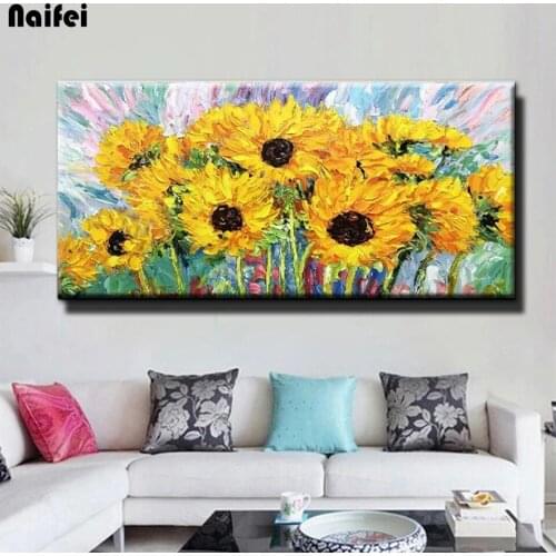 DIY 5D Diamond Painting Full Square Round Drill Diamond Embroidery Sunflower Large Size Flowers Mosaic Living Room Decor Gift