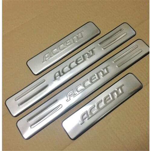 For Hyundai Accent 2006- 2013 Stainless Steel car Side Door Sill Cover / Scuff Plate Trim 4Pcs/Set