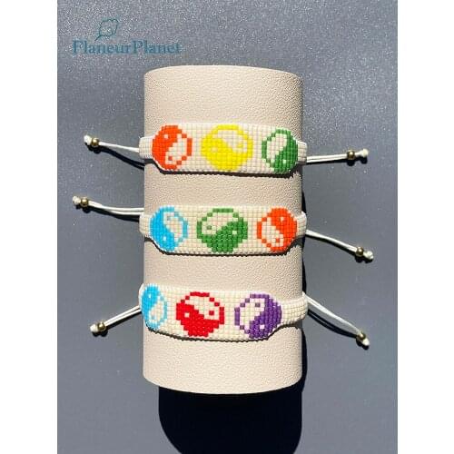 FlaneurPlanet High Quality Bead Bracelet Yin Yang Pattern Handmade Tai Chi Jewelry For Women Girls
