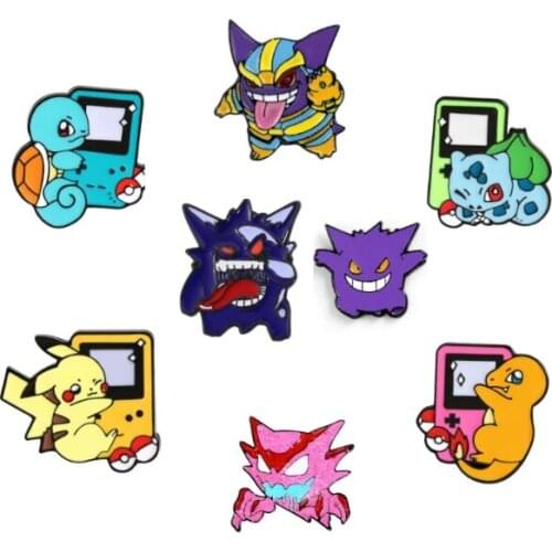 Pokemon Brooch Cute Appearance Pikaachu Squirtle Charmander Cosplay Gengar Shiny Haunter Good Quality Anime Gifts