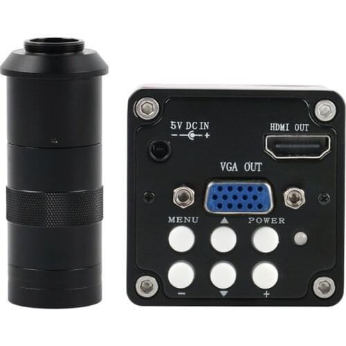 13MP 720P HDMI VGA 1/3" Digital Industry Video Microscope Camera 60F/S + 8X - 100X C-MOUNT Lens For Phone PCB Tablet Repair