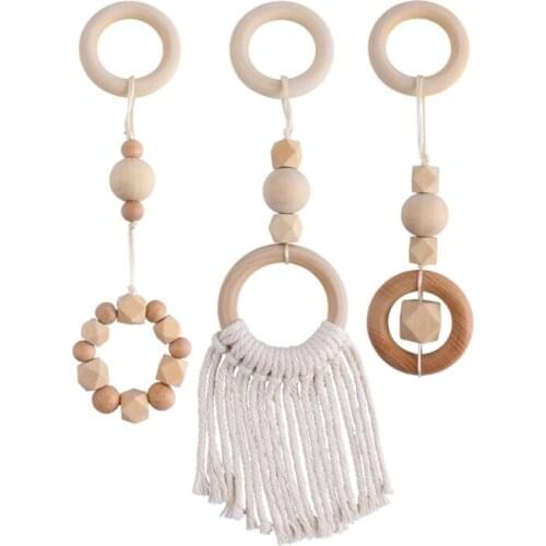3Pcs/Set Nordic Baby Gym Frame Pendants Wooden Clothes Rack Hanging Play Toys F3ME