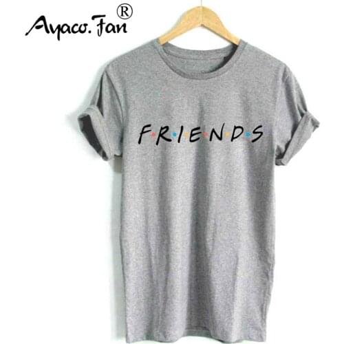 FRIENDS Letter Print T-Shirts for Female Girl Boyfriend Women TShirt Casual O-Neck Funny T-Shirt Loose Cute Lady Top Tee Hipster