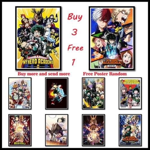 Japanese Anime My Hero Academia Coated Paper posters Wall stickers cafe bar poster decorative painting Frameless