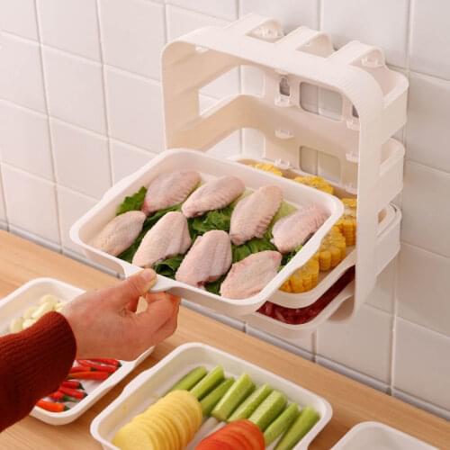 Multifunctional Punch-Free Dish Wall-Mounted Home Restaurant Fruit And Vegetable Dish Plastic Three-layer Fruit Plate Snack