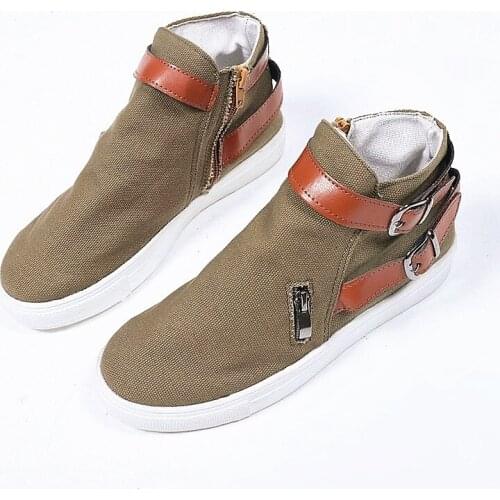 Fashionable canvas boots zipper decorative board soles comfortable non-slip casual shoes large size