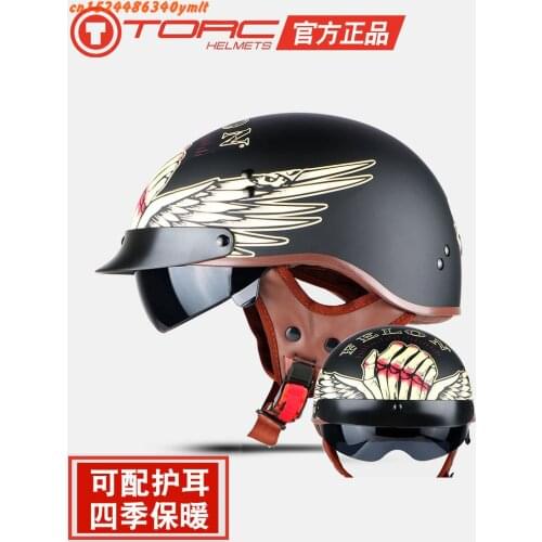 TORC New Arrival Vintage Half Face Motorcycle Helmet Casco Casque Moto Retro Helmets With Inner Sun Visor T55,Capacete