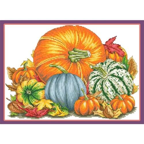 Harvest of Pumpkins Counted Cross Stitch Kits Printed Canvas Pattern Embroidery Needlework Set 11CT 14CT DIY Home Decor Painting