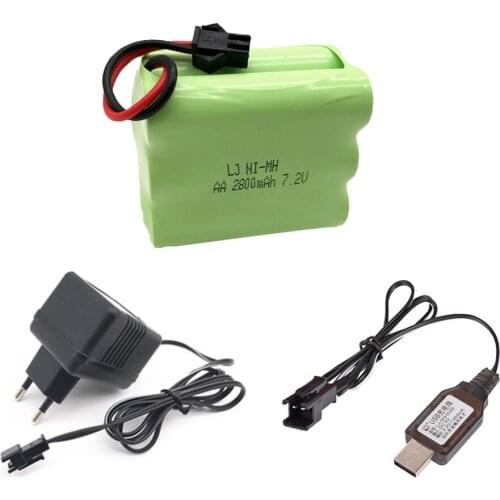 7.2V NI-MH battery with charger set 2800mah high capacity nimh battery 7.2V 2800mah X type SM plug for rc car toy electric tool