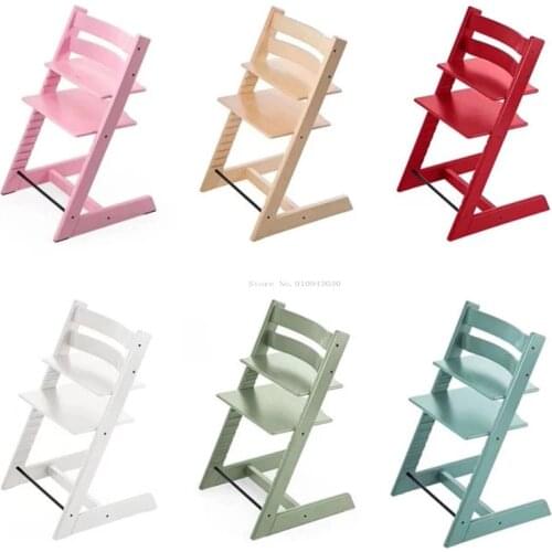 Nodic Simple Design Wooden Baby Children Chair Height Adjustable 10-58cm Solid Wood Highchairs for Kids Feeding Dining Chair