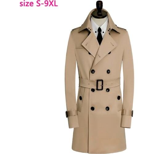 New arrival fashion Autumn Winter Men Windbreaker Long Style Double Breasted Fashion Casual Coat high quality plus size S-8XL9XL