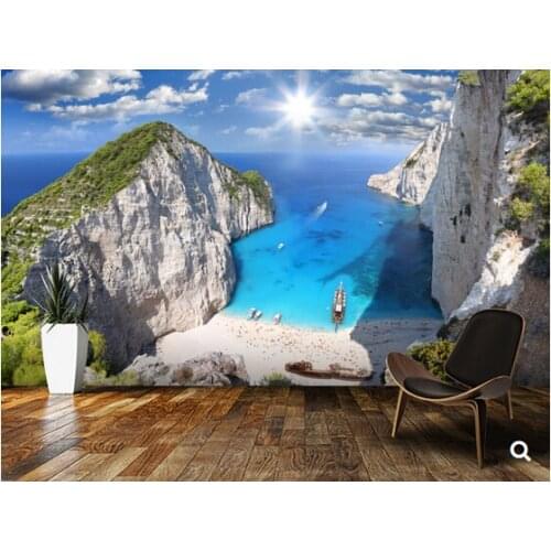 Custom landscape wallpaper,Navagio Beach, Zakynthos,3D photo mural for living room bedroom kitchen wall waterproof PVC wallpaper
