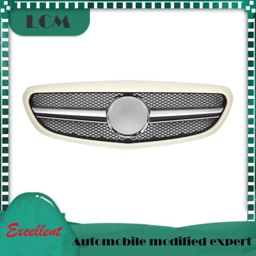 Classic Style No Painting Frame Front Bumper Racing Grille For-Mercedes For-Benz C-class W205 2014-2018 with Emblem
