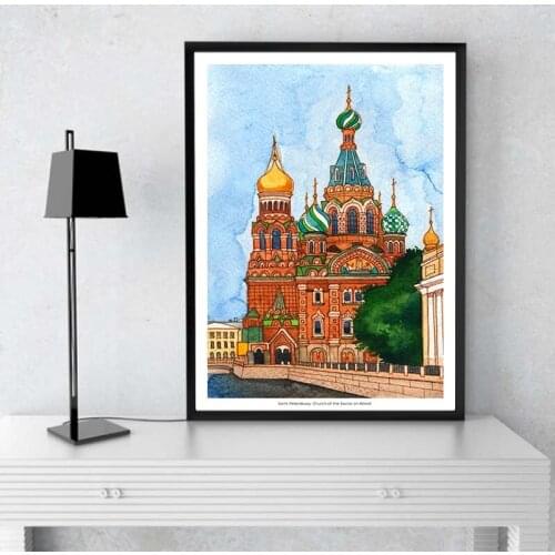 Petersburg Architecture Landscape Poster Abstract Watercolor Wall Art Painting Print On Canvas Modern Living Room Home Decor