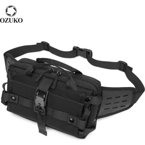 OZUKO Original Design Men Waist Bag Tactical Outdoor Sports Chest Pack for Teenager Hip Hop Male Waterproof Shoulder Belt Bags