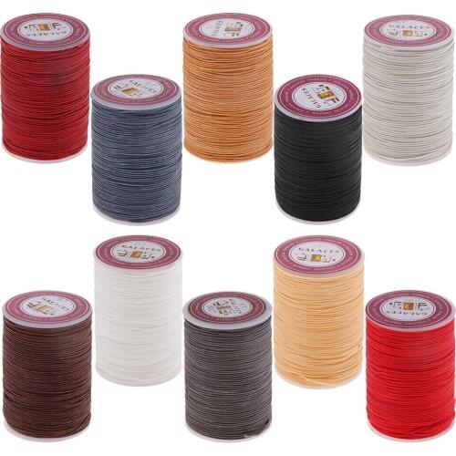 Prettyia 1 Piece Polyester Round Braided Wax Threads Cord for Leather Crafts